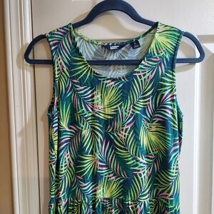 Lands' End Tropical Leaf Print Sleeveless Dress